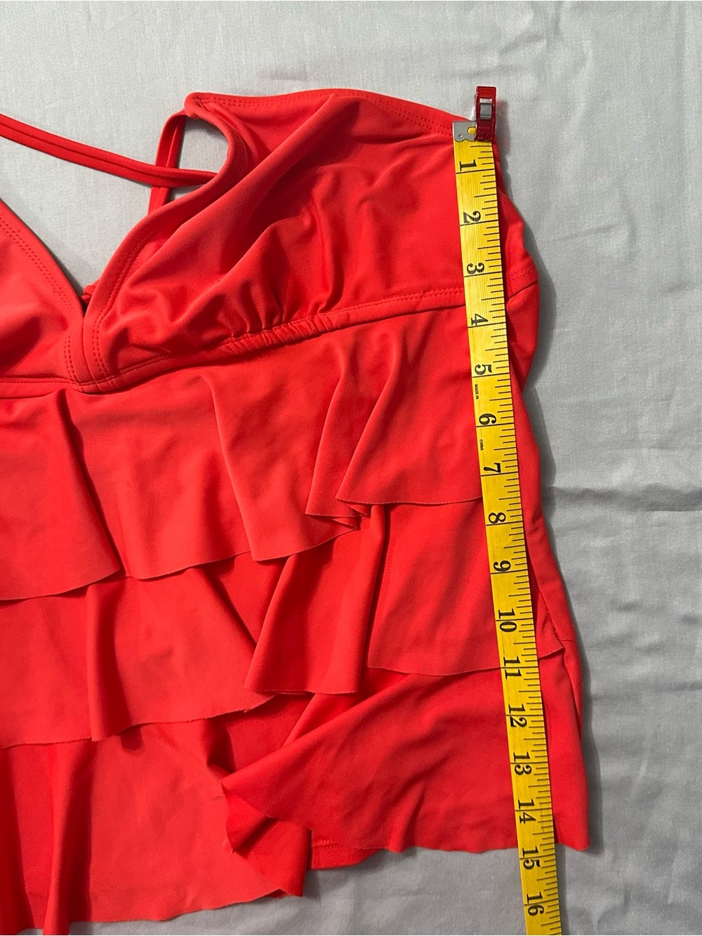 Catalina Tankini Swimsuit Set Large 12 14 Orange Tiered Ruffle Top Skirtini Swim - Picture 14 of 14